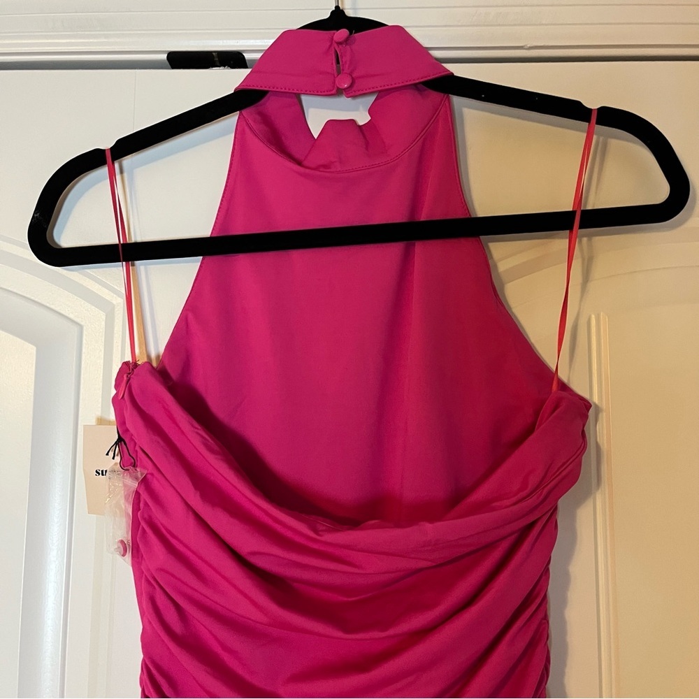 Revolve superdown Mallory High Neck Dress Hot Pink Size Small Party Club NYE NWT - Picture 10 of 13